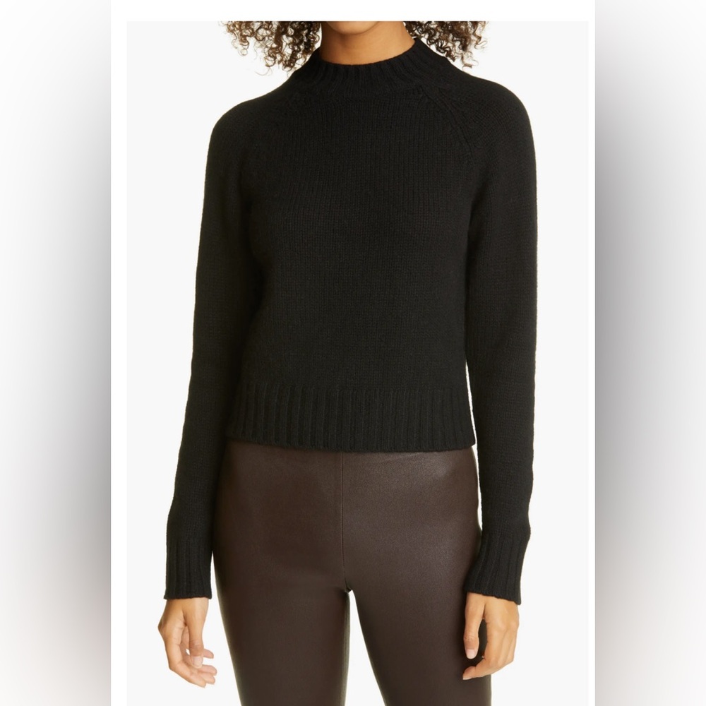 Vince Shrunken 100% Cashmere Mock Neck Sweater Navy Blue Dark Blue Small - Picture 1 of 5